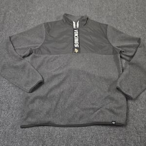 Minnesota Vikings Quarter Zip Jacket Gray Fleece Large 47 Brand Logo Zipper‎ NFL